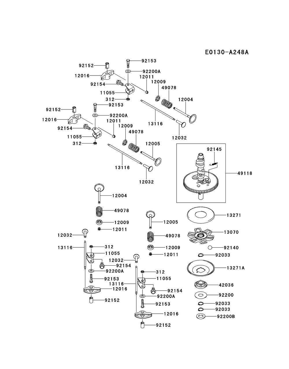 Fx730v-Cs28 Valve And Camshaft Diagram and Parts List for FX730V-CS28  Cub Cadet Lawn Tractor
